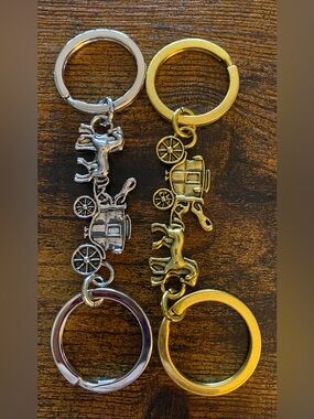 Stagecoach Keychain/Purse Charm in Silver or Gold Tone